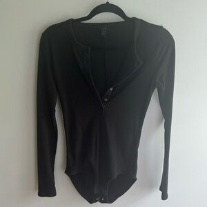 J Crew Black Henley Bodysuit